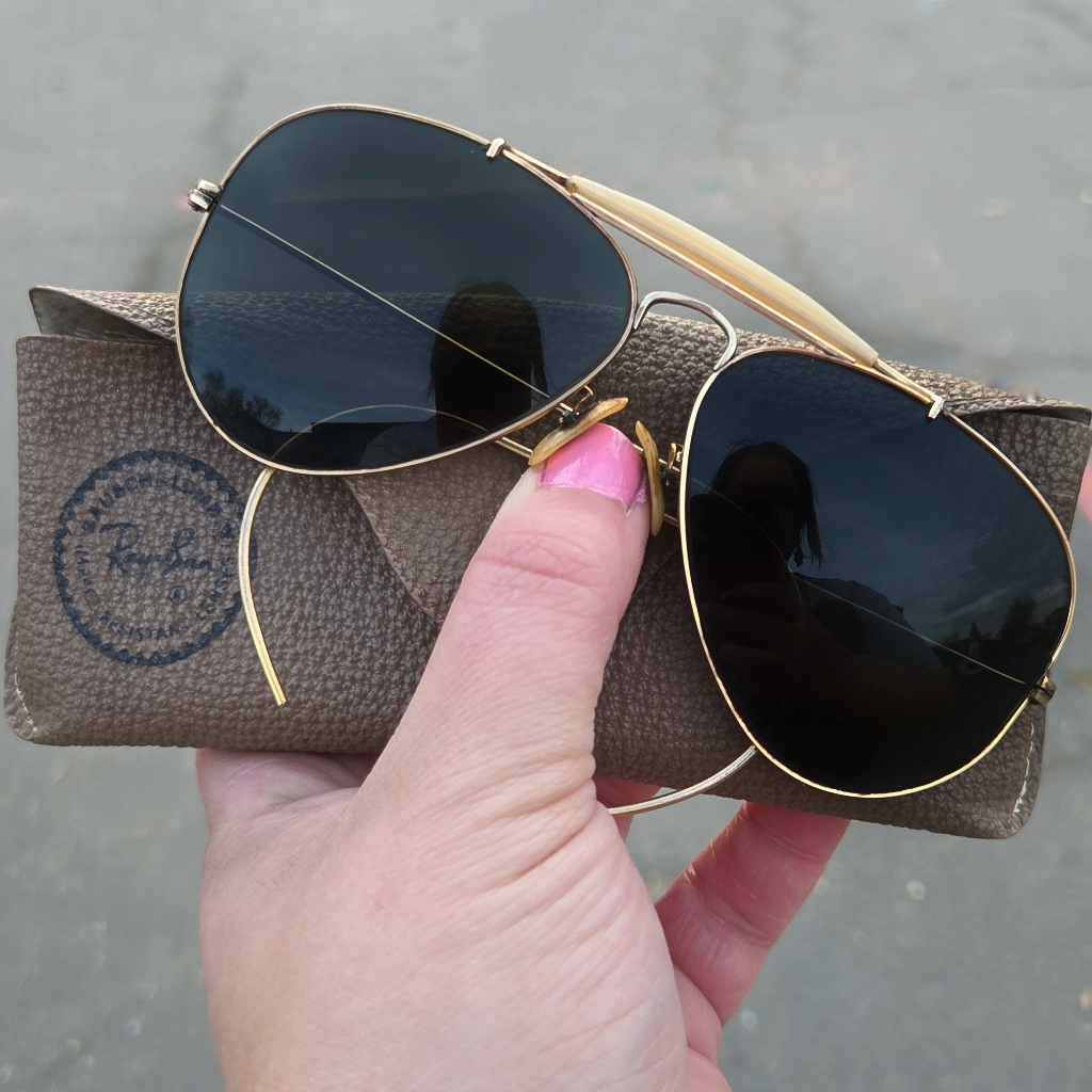 1950s60s Ray-Ban B&L Outdoorsman Aviator 10k Go G-15 Vintage Sunglasses 58mm